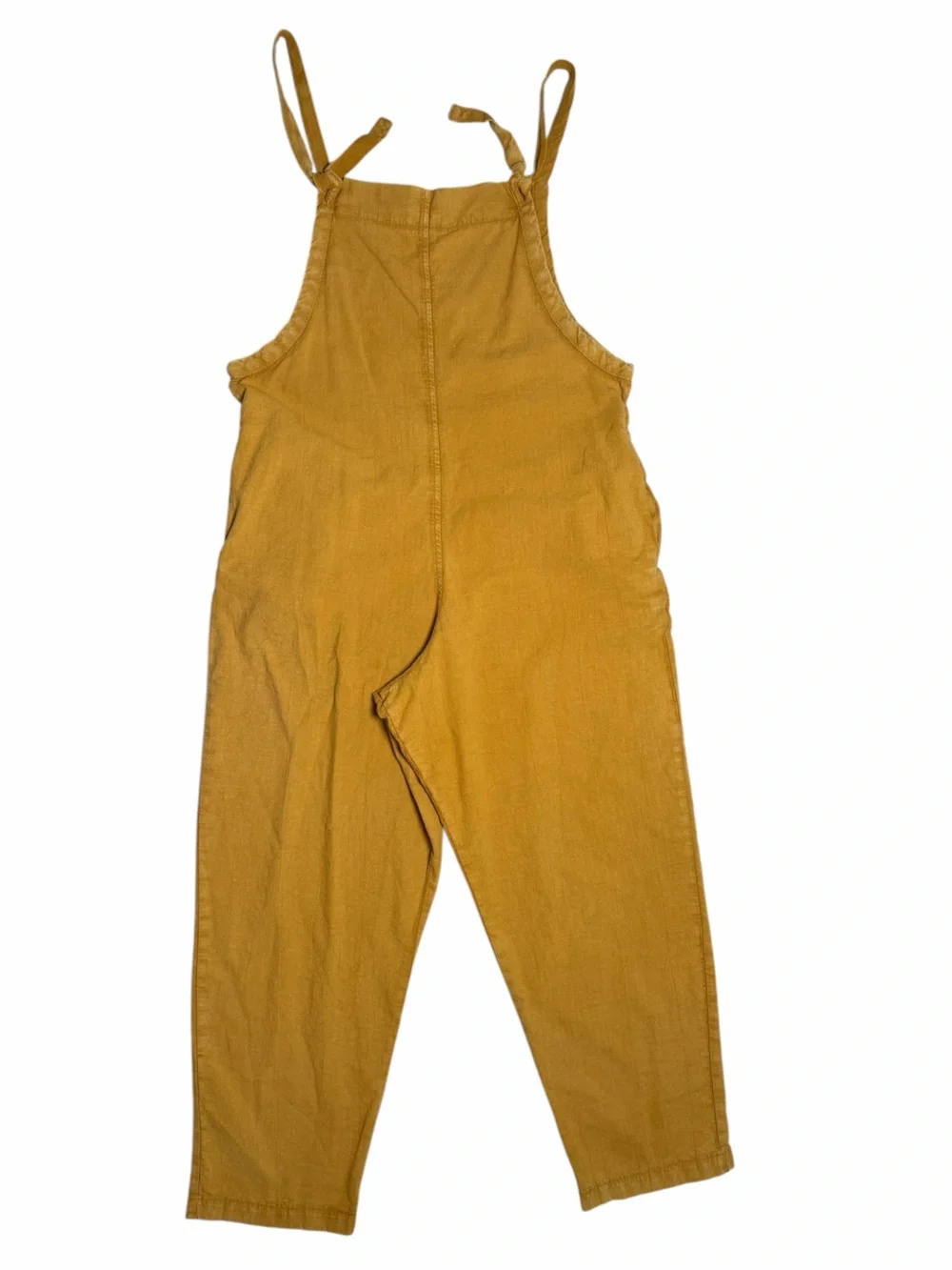 Mustard Yellow Wide-Leg Tie Overall Jumpsuit- O/S